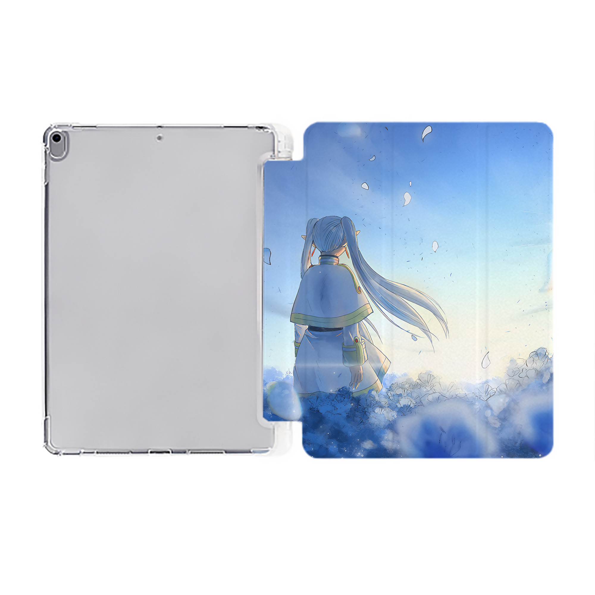 （画像用） 葬送のフリーレン Frieren IPad ケース ペン収納付き 三つ折りスタンド PUレザー×シリコン 対応機種9.5/10.5/10.9インチ